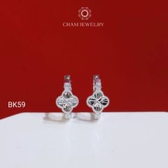 Hoa Tai BK59 CHAM JEWELRY, Hoa Tai Khoen Cỏ 4 Lá Bản 6.5mm  (Barcode TBK350).
