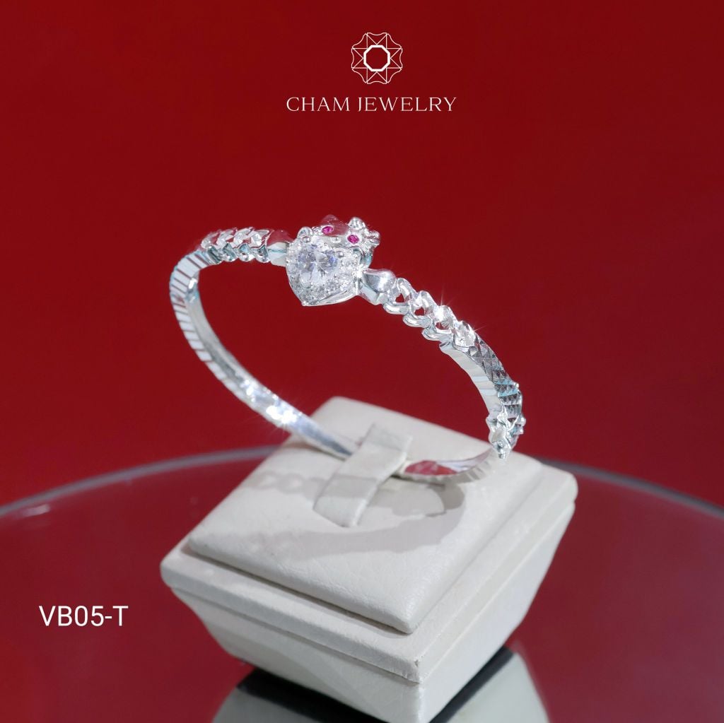 Vòng Tay Bé VB05 CHAM JEWELRY, Vòng Mèo Tim (Barcode TVE42)
