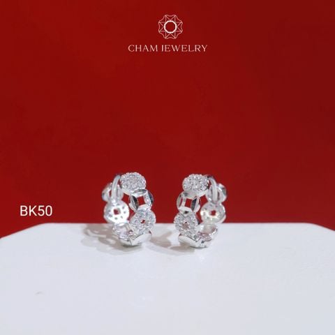 Hoa Tai BK50 CHAM JEWELRY, Hoa Tai Kim Tiền Bản 4.0mm (Barcode TBK312).