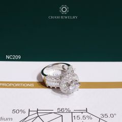 Nhẫn NC209 CHAM JEWELRY, Full Đá Moissanite Chủ 7.2mm (Barcode OCNN14)