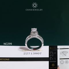 Nhẫn NC299 CHAM JEWELRY, Đá Moissanite C&C Chủ 5.4mm (Barcode OCNN81)