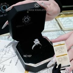 Nhẫn NC107 CHAM JEWELRY, Full Đá Moissanite, Chủ 6.0mm (Barcode TVM96)