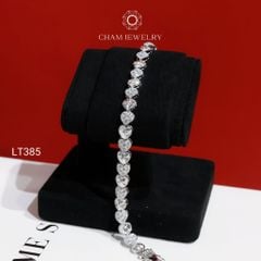 Lắc Tay LT385 CHAM JEWELRY, Lắc Tay Trái Tim Chạm Máy Xen Đá Tấm (Barcode PLH05)