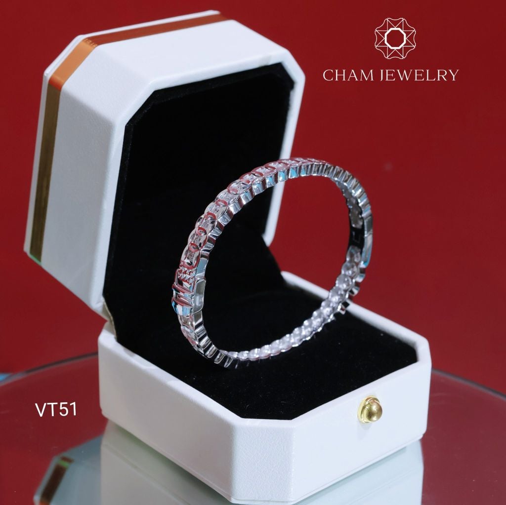 Vòng Tay VT51 CHAM JEWELRY, Vòng Full Kim Tiền Bản 6.0mm (Barcode TV195)