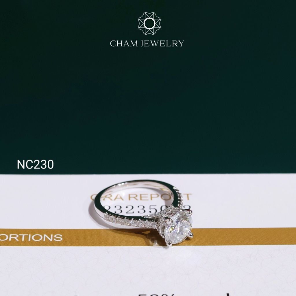 Nhẫn NC230 CHAM JEWELRY, Nhẫn Full Đá Moissanite Chủ 7.2mm (Barcode ONNU287)