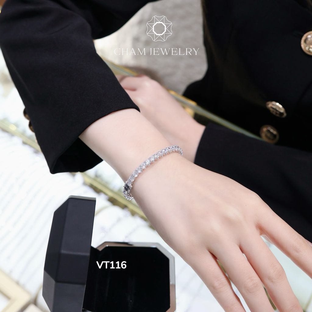 Vòng Tay CHAM JEWELRY VT116, Full Đá 4mm ( Barcode TV159).