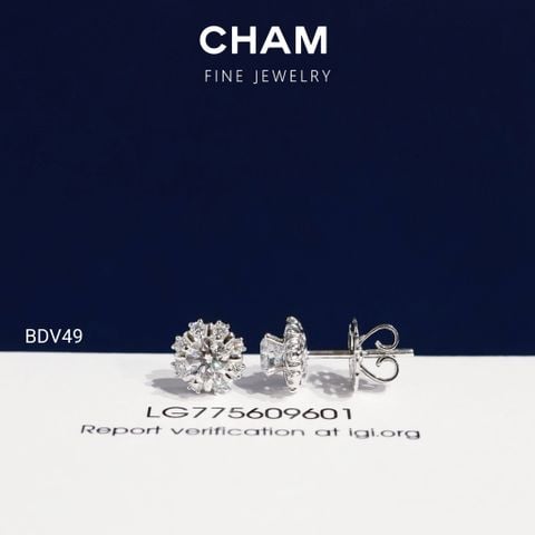 Hoa Tai BDV49 Vàng 10k Kim Cương Lab Grown Diamond (Barcode DBT7)
