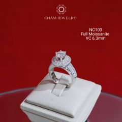 Nhẫn NC103 CHAM JEWELRY, Full Đá Moissanite, Chủ 6.3mm (Barcode ONNU18)