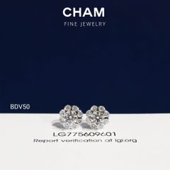 Hoa Tai BDV50 Vàng 10k Chủ 4.5mm Kim Cương Lab Grown Diamond (Barcode DBT9)
