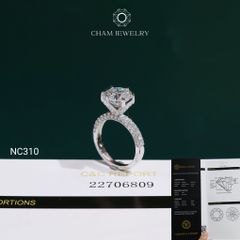 Nhẫn NC310 CHAM JEWELRY, Đá Moissanite C&C Chủ 9.0mm (Barcode OCNN145)
