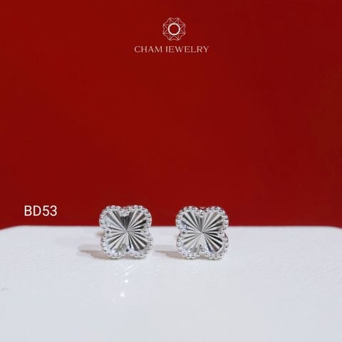 Hoa Tai BD53 CHAM JEWELRY, Hoa Tai Cỏ 4 Lá Bản 8.0mm (Barcode TBD1690).