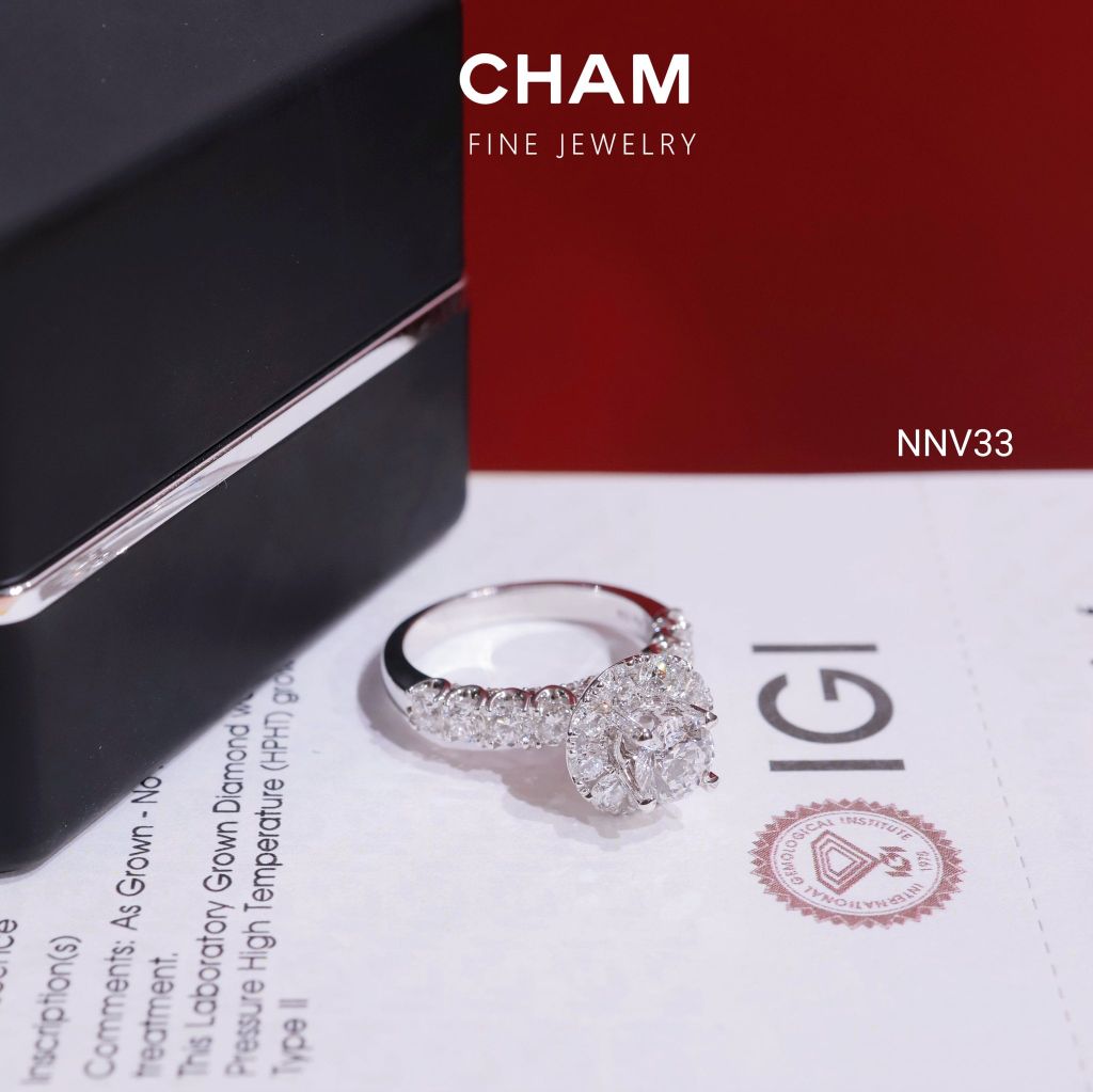 Nhẫn Nữ NNV33 Vàng 10k Chủ 5.4mm Kim Cương Lab Grown Diamond