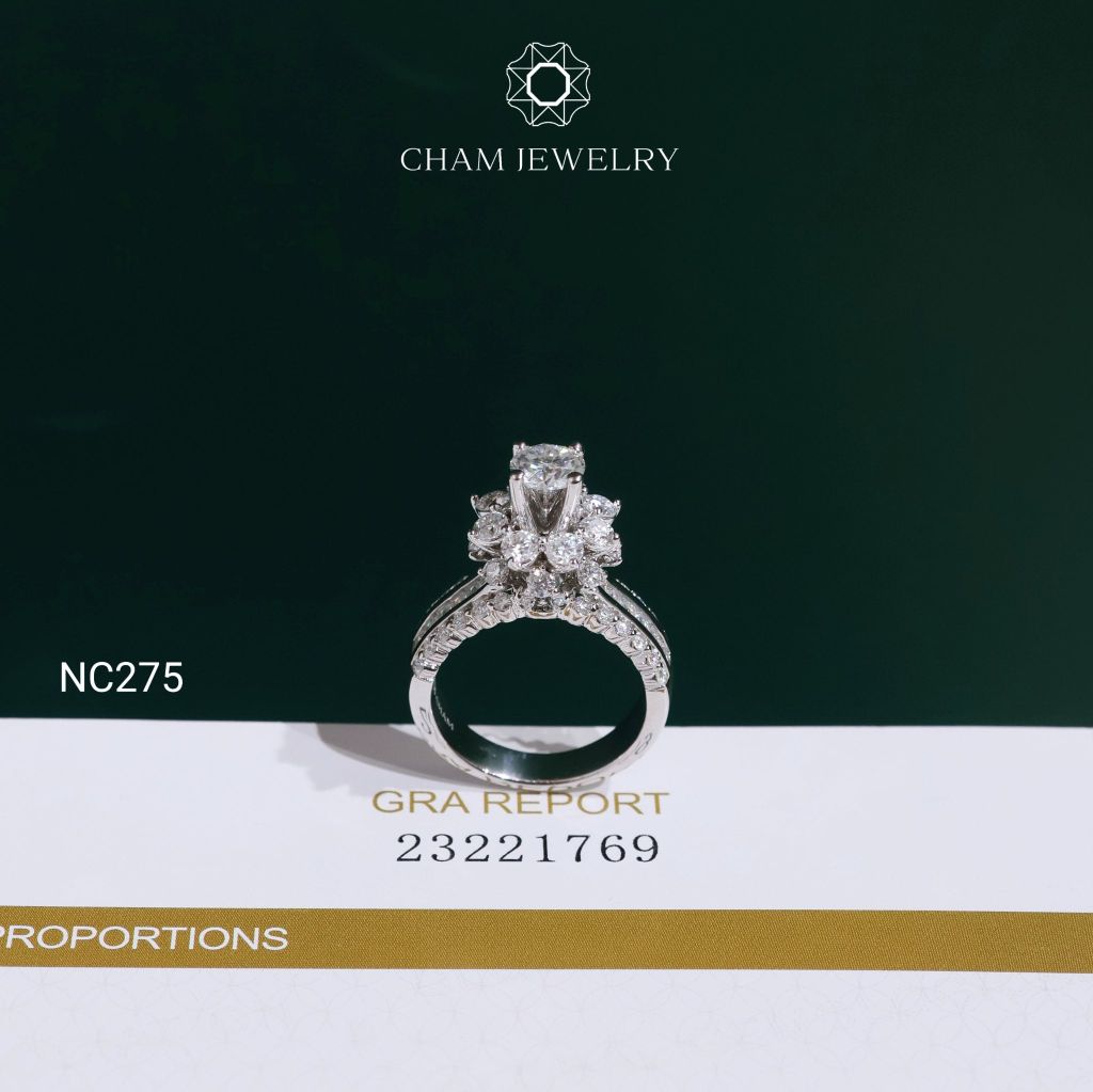 Nhẫn NC275 CHAM JEWELRY, Nhẫn Full Đá Moissanite Chủ 5.4mm(Barcode OCNN77)
