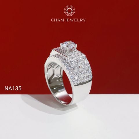 Nhẫn Nam NA135 CHAM JEWELRY, Chủ 6.5mm (Barcode PNH07).
