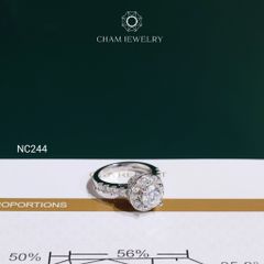Nhẫn NC244 CHAM JEWELRY, Nhẫn Full Đá Moissanite Chủ 6.3mm (Barcode OCNN53)