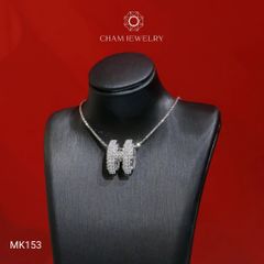 Mặt Dây Chuyền MK153 CHAM JEWELRY, Mặt Xỏ Chữ H Full Đá Tấm Bản 12.0mm (Barcode TMX421).