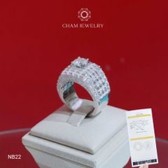 Nhẫn Nam NB22 CHAM JEWELRY, Full Moissanite Cao Cấp, Chủ 6.3mm (Barcode OCNA01)