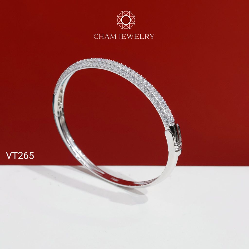 Vòng Tay CHAM JEWELRY VT265, Vòng Full Nửa Hàng Đá (Barcode C4V848)