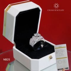 Nhẫn Nam NB25 CHAM JEWELRY, Full Moissanite Chủ 8.5mm (Barcode OCNA05)