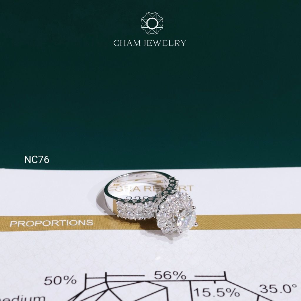 Nhẫn NC76 CHAM JEWELRY, Full Moissanite Chủ 6.3mm (Barcode ONNU105)