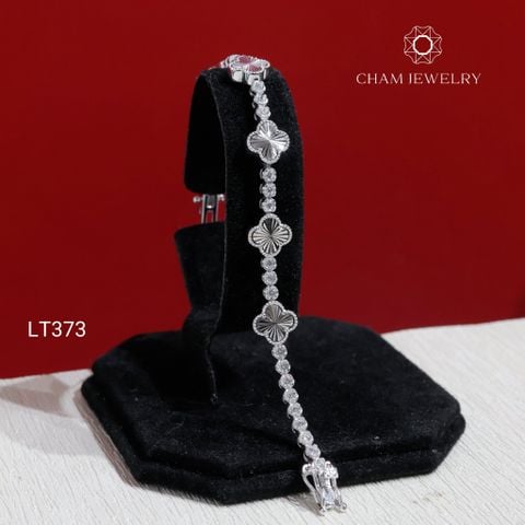 Lắc Tay LT373 CHAM JEWELRY , Lắc Tay Cỏ 4 Lá Bản 8.0mm Chạm Máy (Barcode TLT1430).