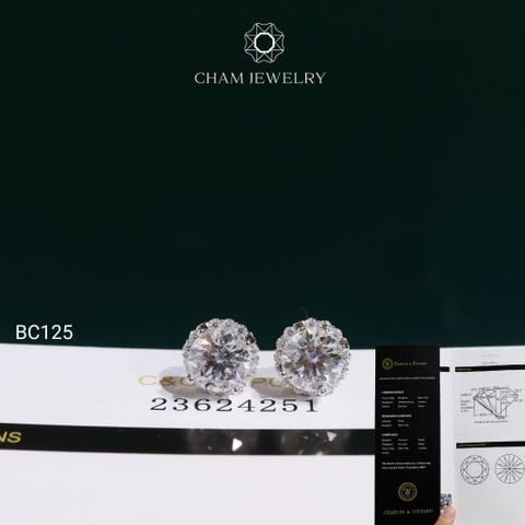 Hoa Tai BC125 CHAM JEWELRY , Hoa Tai Chủ 7.2mm Full Moissanite C&C (TVM201)