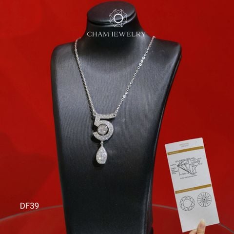 Dây Chuyền DF39 CHAM JEWELRY, Dây Liền Mặt Số 5 Full Đá Moissanite Chủ 4.5mm (Barcode OCD03).