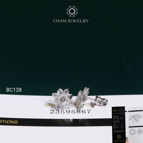 Hoa Tai BC128 CHAM JEWELRY , Hoa Tai Chủ 4.5mm Full Moissanite C&C (TVM181)