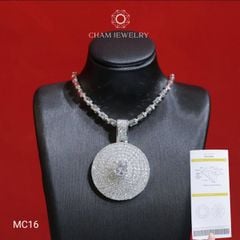 Mặt Dây Chuyền MC16 CHAM JEWELRY , Full Moissanite Cao Cấp, Chủ 6.0mm (Barcode OPM02).