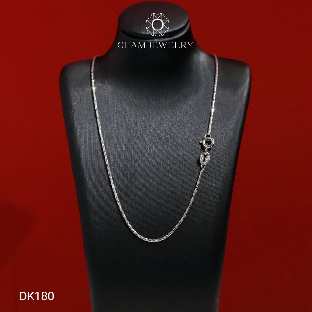 Dây Chuyền CHAM JEWELRY DK180, Dây Mì Kim Cương Xoắn Bản 1.0mm (Barcode CDYR220).