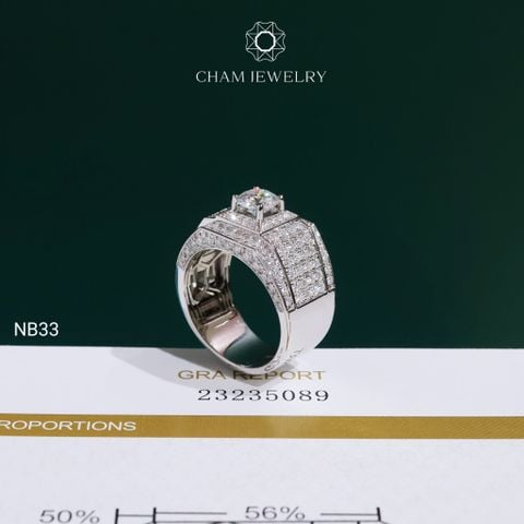 Nhẫn Nam NB33 CHAM JEWELRY, Full Moissanite Chủ 6.3mm (Barcode ONNA67)