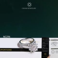 Nhẫn NC296 CHAM JEWELRY, Đá Moissanite C&C Chủ 5.4mm (Barcode OCNN115)
