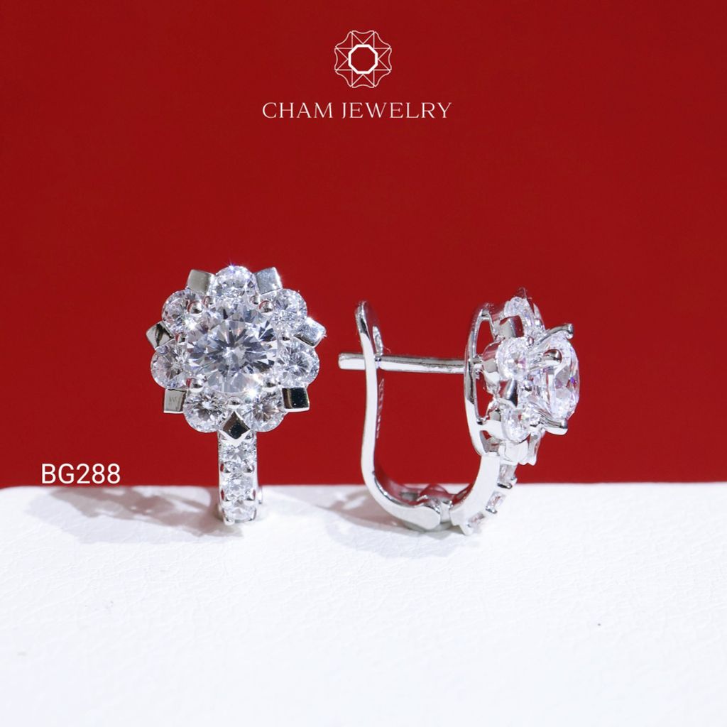 Hoa Tai BG288 CHAM JEWELRY, Xoàn Tia Chạm Máy Chủ 5.0mm (Barcode TBG969).