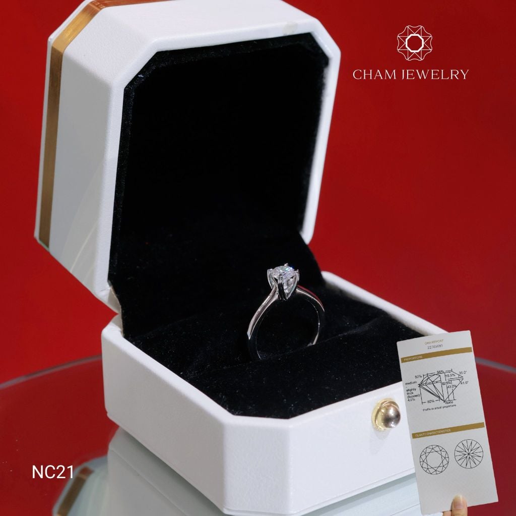 Nhẫn CHAM JEWELRY NC21, Full Moisannite Cao Cấp Chủ 5.0mm ( Barcode OCNN83).