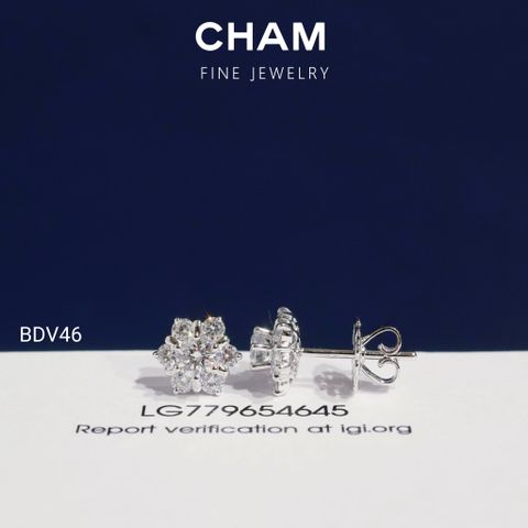 Hoa Tai BDV46 Vàng 10k Chủ 4.0mm Kim Cương Lab Grown Diamond (Barcode DBT3)
