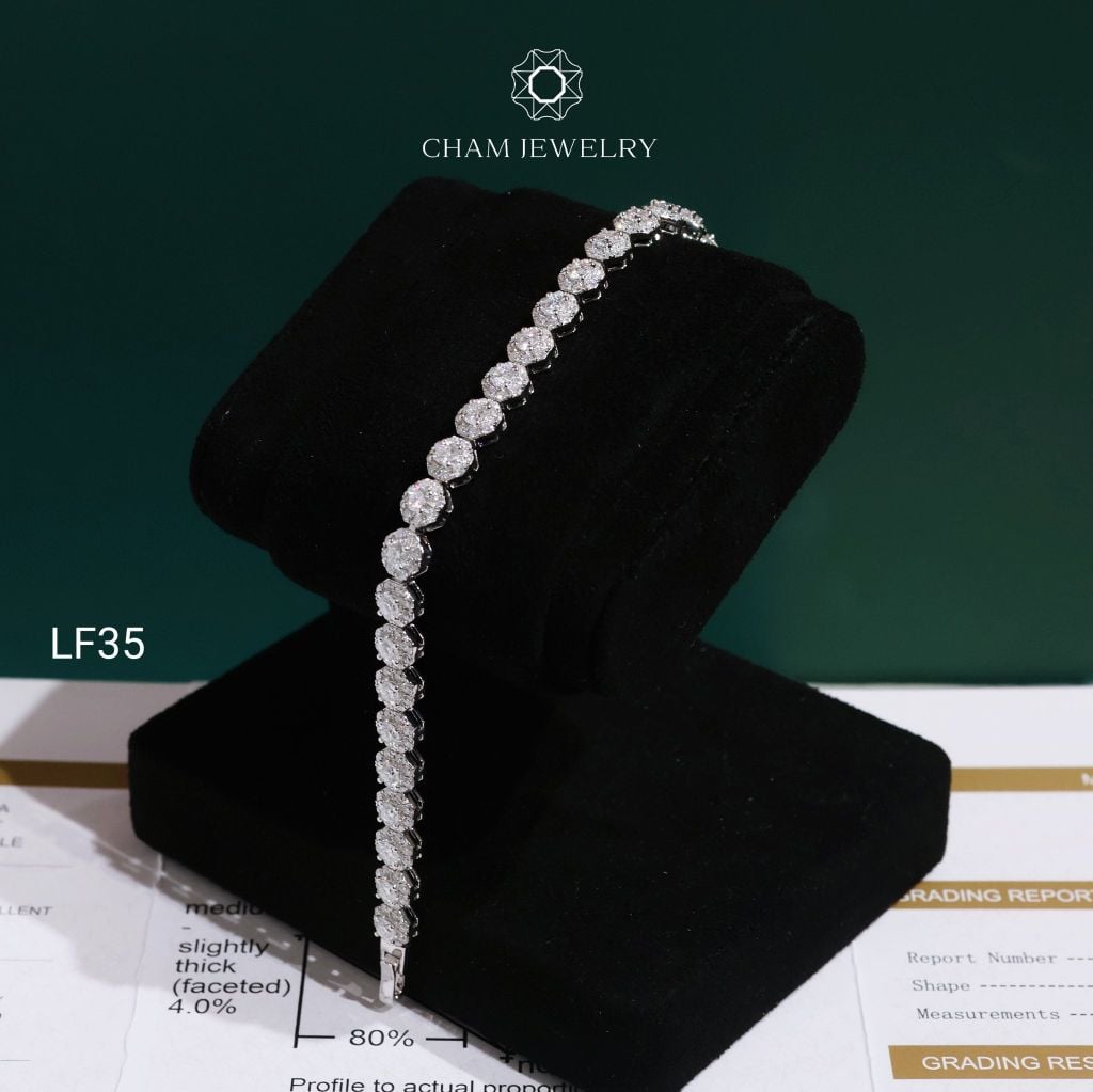 Lắc Tay LF35 CHAM JEWELRY, Full Moissanite Cao Cấp 3.0mm (Barcode OCL05)