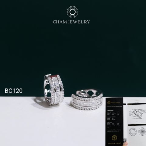 Hoa Tai BC120 CHAM JEWELRY, Hoa Tai Khoen Full Đá Moissanite C&C Bản 5.5mm ( OCB43 )