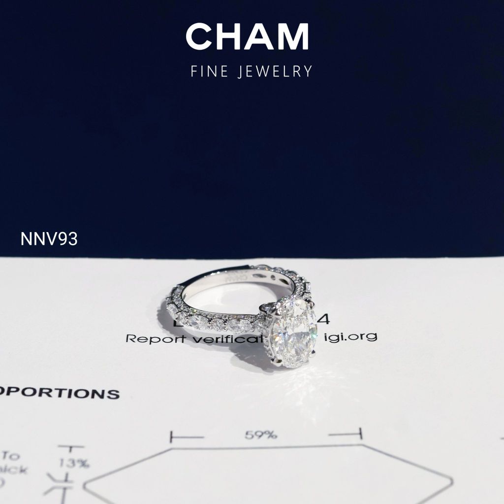 Nhẫn Nữ NNV93 Vàng 10k Chủ Oval 9x6mm Kim Cương Lab Grown Diamond