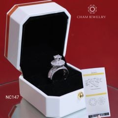 Nhẫn NC147 CHAM JEWELRY, Full Đá Moissanite Chủ 6.3mm (Barcode ONNU155).