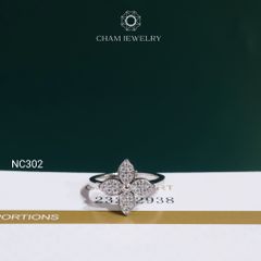 Nhẫn NC302 CHAM JEWELRY, Nhẫn Kết Full Moissanite Cỏ 4 Lá  (Barcode OCNN100)