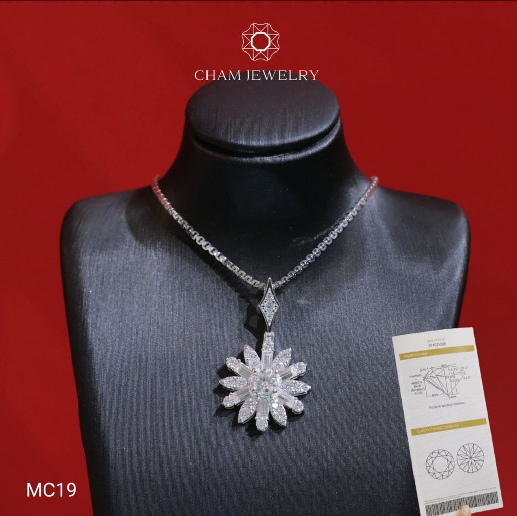 Mặt Dây Chuyền MC19 CHAM JEWELRY ,Full Moissanite Cao Cấp, Chủ 4.5mm (Barcode OHM01).
