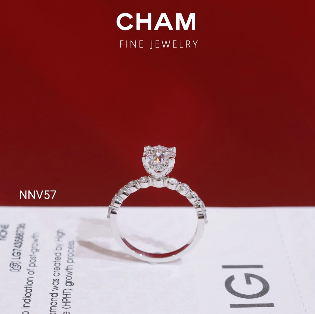 Nhẫn Nữ NNV57 Vàng 10k Chủ 6.3 Kim Cương Lab Grown Diamond
