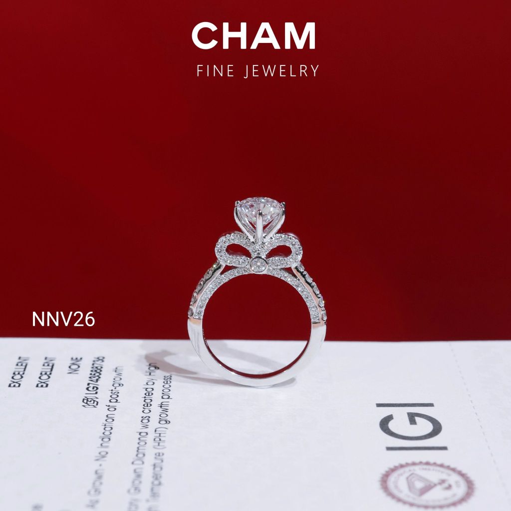 Nhẫn Nữ NNV26 Vàng 10k Chủ 7.2mm Kim Cương Lab Grown Diamond