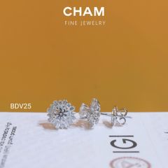 Hoa Tai BDV25 Vàng 10k Chủ 4.5mm Kim Cương Lab Grown Diamond