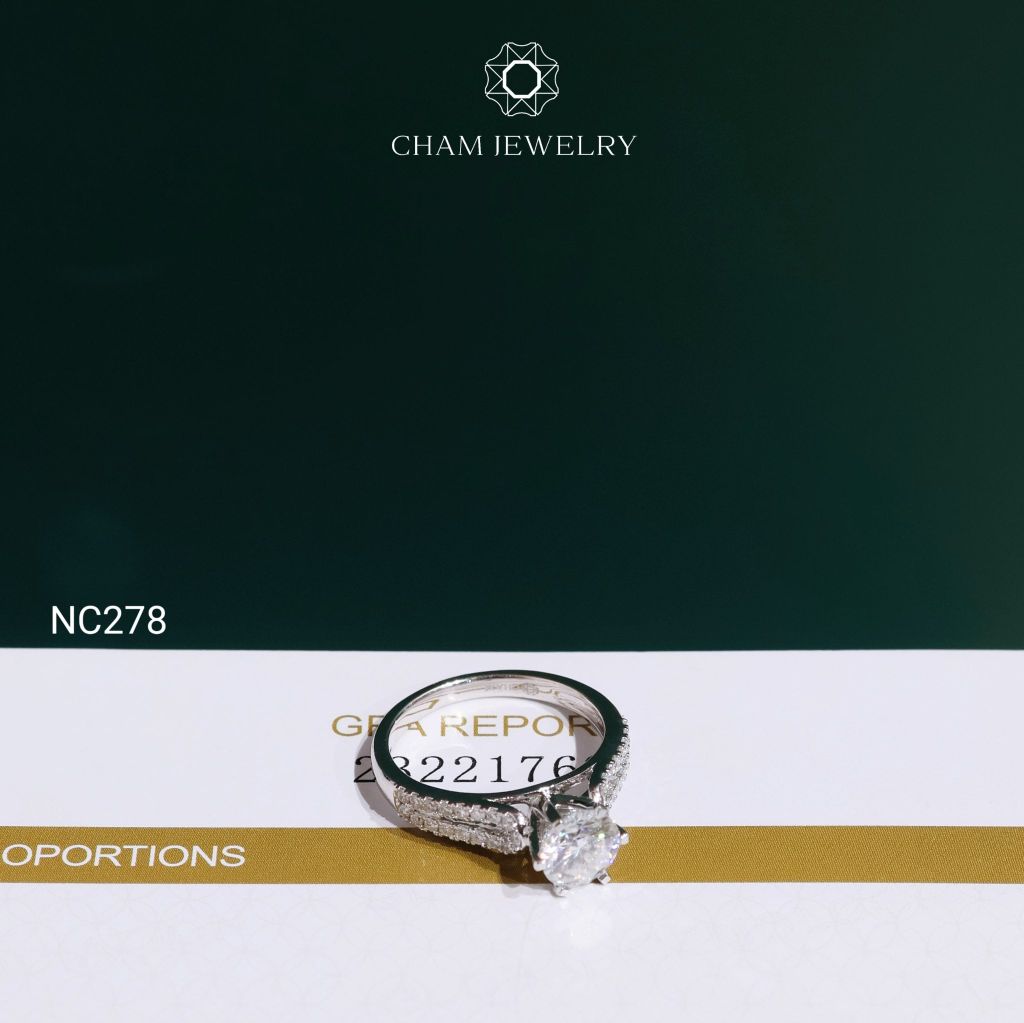 Nhẫn NC278 CHAM JEWELRY, Nhẫn Full Đá Moissanite Chủ 6.5mm(Barcode OCNN74)