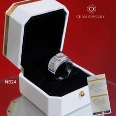 Nhẫn Nam NB24 CHAM JEWELRY, Full Moissanite Cao Cấp Chủ 6.3mm (Barcode OCNA03)