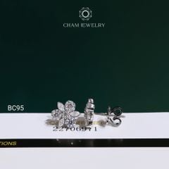 Hoa Tai BC95 CHAM JEWELRY, Hoa Tai Ba Cánh Đá Moissanite C&C Chủ 3.0mm (Barcode OCB49)