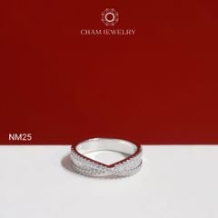 Nhẫn NM25 CHAM JEWELRY, Nhẫn Kiểu Full Nửa Hàng Đá (Barcode TNT490).