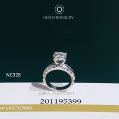 Nhẫn NC328 CHAM JEWELRY, Full Đá Moissanite Chủ 8.0mm (Barcode OCNN130)