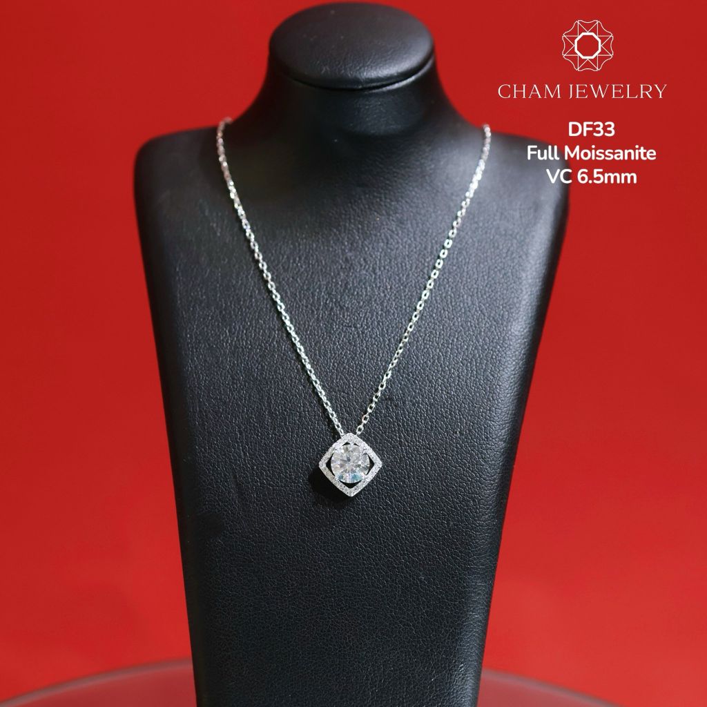 Dây Chuyền CHAM JEWELRY DF33, Moissanite Chủ 6.5mm (Barcode CDM258).